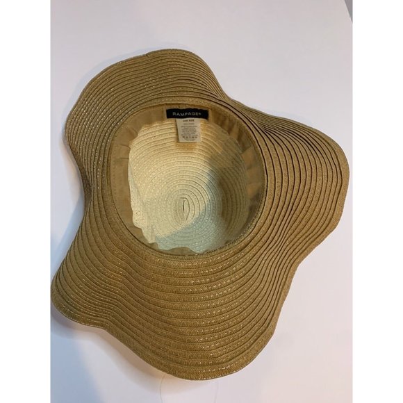 Rampage Floppy Wide Brim Woven Womens Hat One Size Leather Braided Trim Sun - Picture 2 of 5